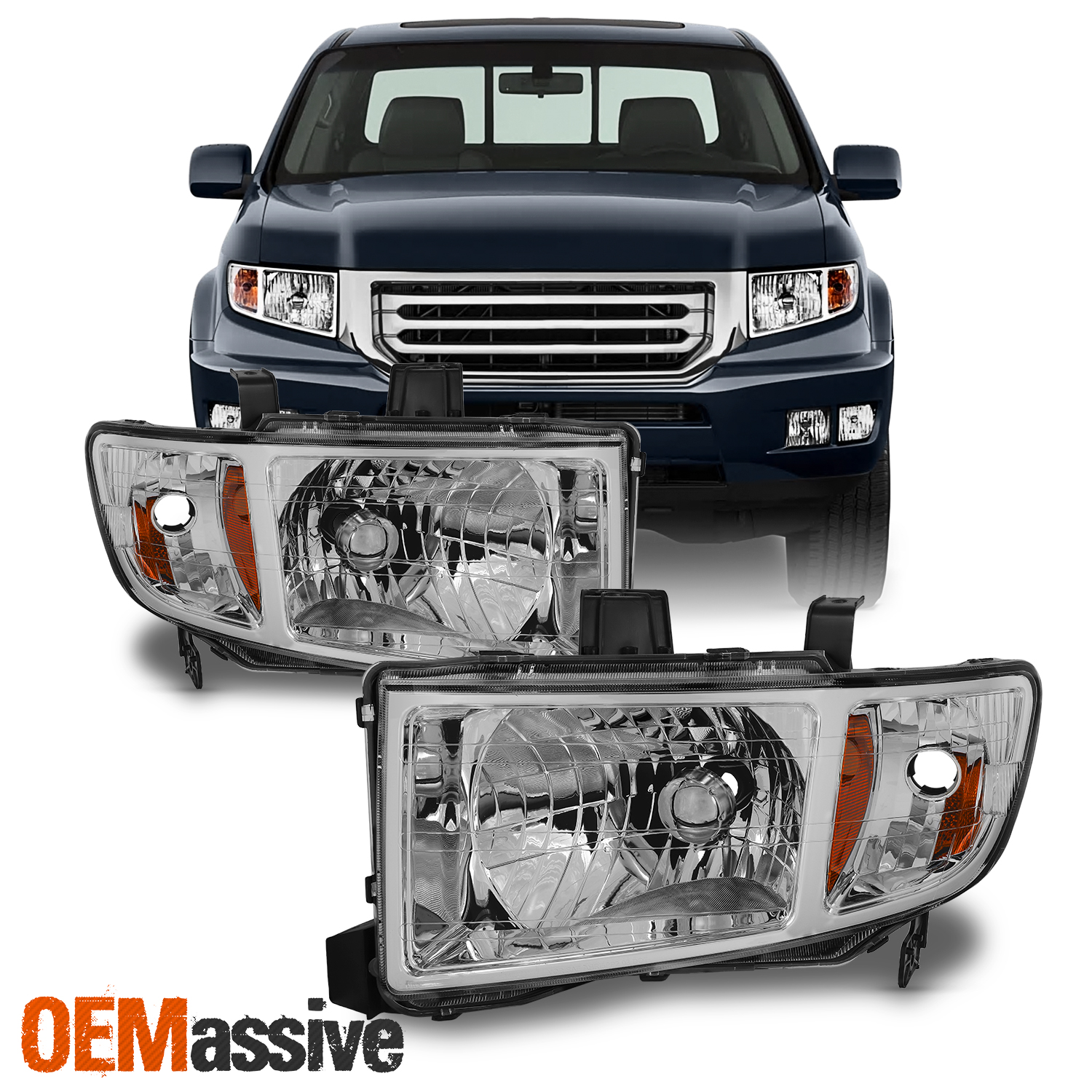 Fits 0614 Honda Ridgeline Replacement Clear Headlights Left + Right